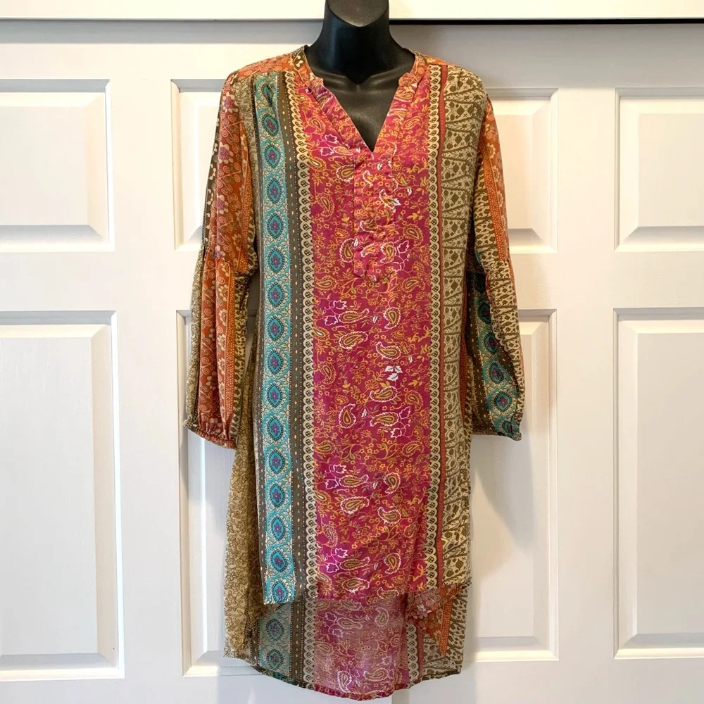 Cost Plus World Market | Dresses | World Market Bohemian Multicolor Knee  Length Hi Lo Tunic Dress Size Sm | Poshmark